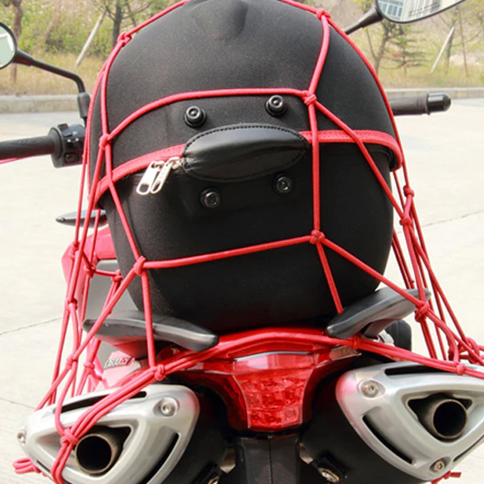 Heavy-Duty Elastic Bungee Cargo Net Mesh Holder - 4 Adjustable Hooks for Motorcycle