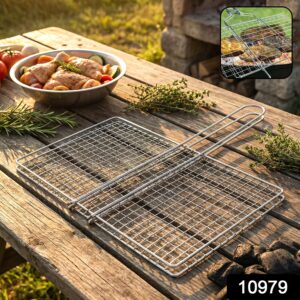 Heavy-Duty Stainless-Steel Barbecue Grill Basket (1 Pc)