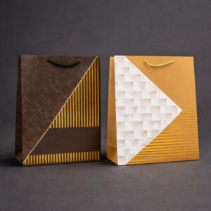 Premium Gold Stripe Gift Bag with Handle Paper Carry Bag (1 PC)