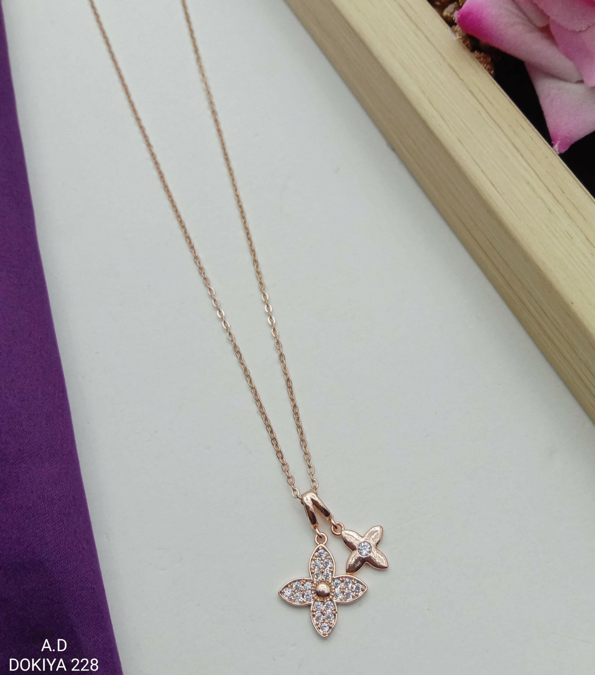 Elegant Rose Gold-Tone Two-Tier Flower Locket for Women