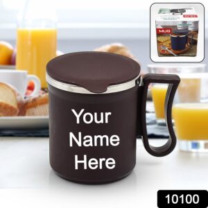 Customize Coffee Mug with Lid Steel Mug (Random Color, Approx 200 ML)
