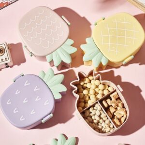 Kids Lunch Box Cute Pineapple Shaped Bento Box with Fork Spoon Office Lunch Box (1 Pc )