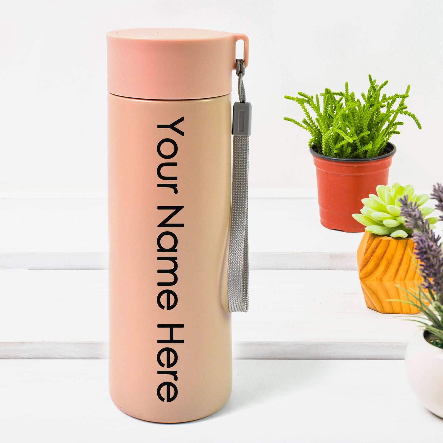 Customized Vacuum Insulated Stainless Steel Bottle, Double Walled (500 ML Approx , Pink)
