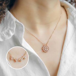 Stylish Rose Gold-Plated Four Heart Pendant with Copper Cubic Zirconia
