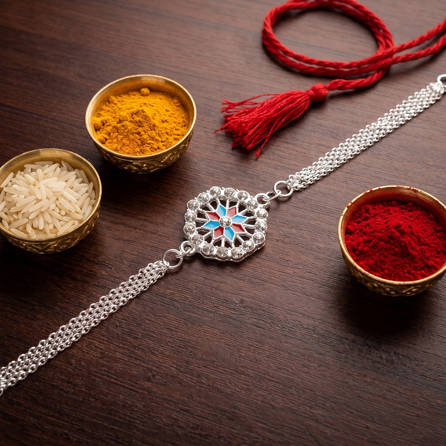Classic Crystal Studded Rakhi Bracelet for Raksha Bandhan (1 Pc)