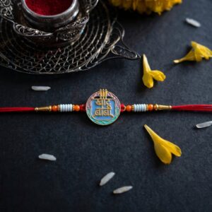 Colorful Rakhi with Decorative Beads and Religious Symbol (1 Pc)