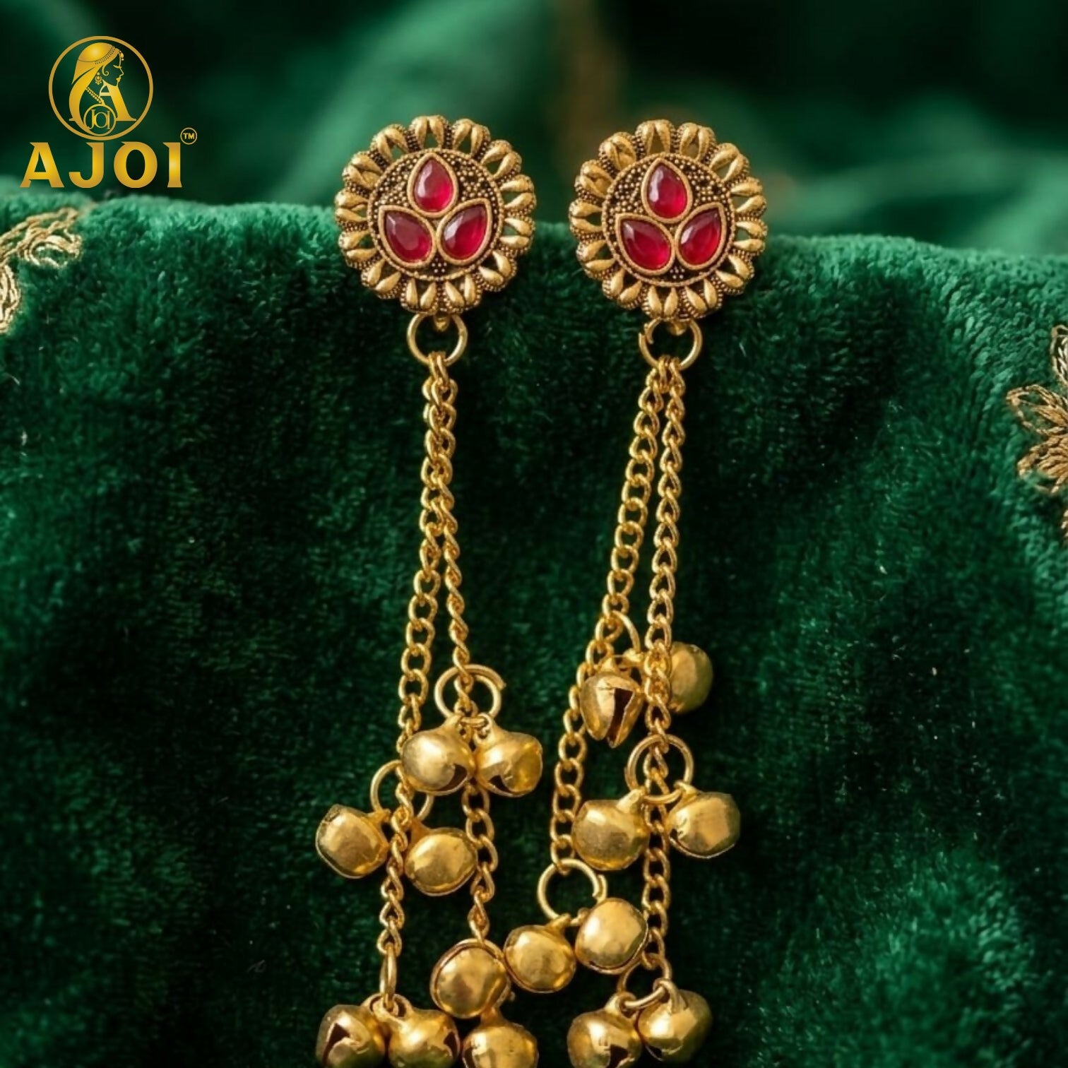 Antique Gold Floral Stud Earrings