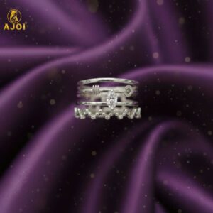 Modern Silver Stack Style Adjustable Ring