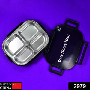 Customize Black Transparent 4 Compartment Lunch Box for Kids and adults