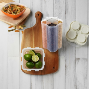 Plastic Lock Food Storage 4 Section Container Jar for Grocery, Fridge Container.