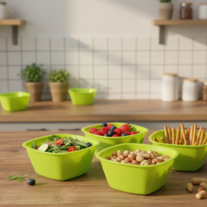 Square Plastic Bowl For Serving Food (Pack of 4)