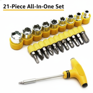 21 pcs T shape screwdriver set Batch Head Ratchet Pawl Socket Spanner hand tools