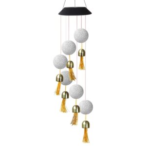 Solar Crystal Ball Wind Chime, Color Changing Solar Powered LED Hanging Wind Chime