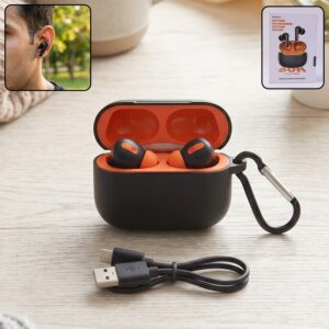 Wireless TWS Earbuds with Charging Case, Silicone Cover, Clip & Charging Cable (1 Set)