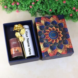 Personalized Temperature Bottle Effete Almonds with Golden Rose Bottle 3 Pc Mix