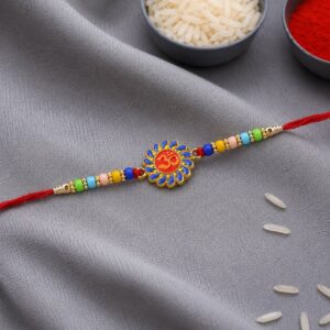 Om Designer Rakhi with Multicolor Beads (1 Pc)