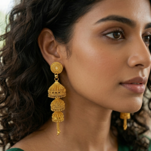 Stylish Gold Plated Jhumki Earrings for Women & Girls