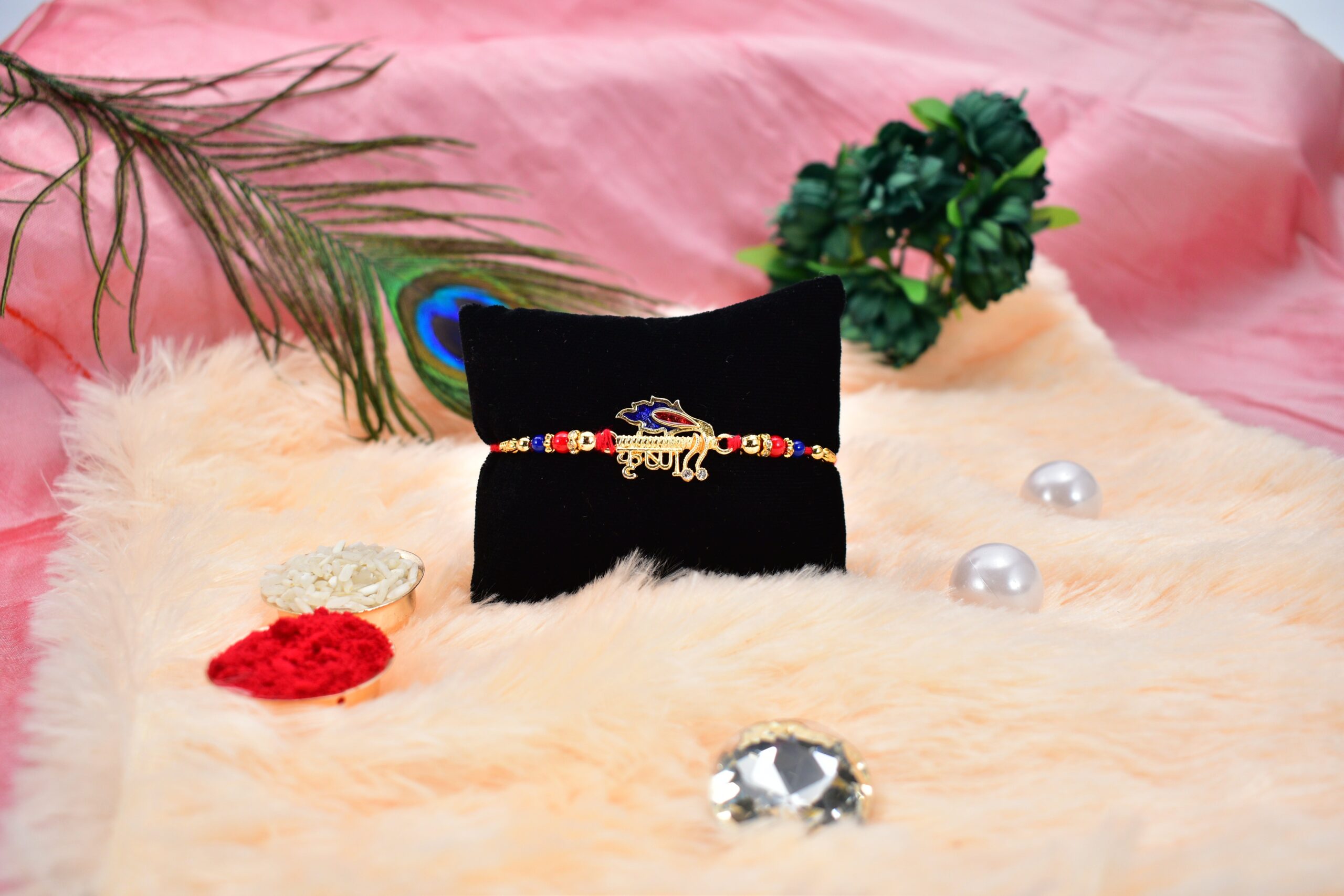 Golden Krishna Name Rakhi