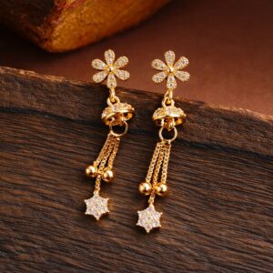 Sparkling Starburst Drop Earrings – Rose Gold Floral Dangles