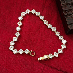 Rose Gold Plated Square Ad Stone Chain Bracelet