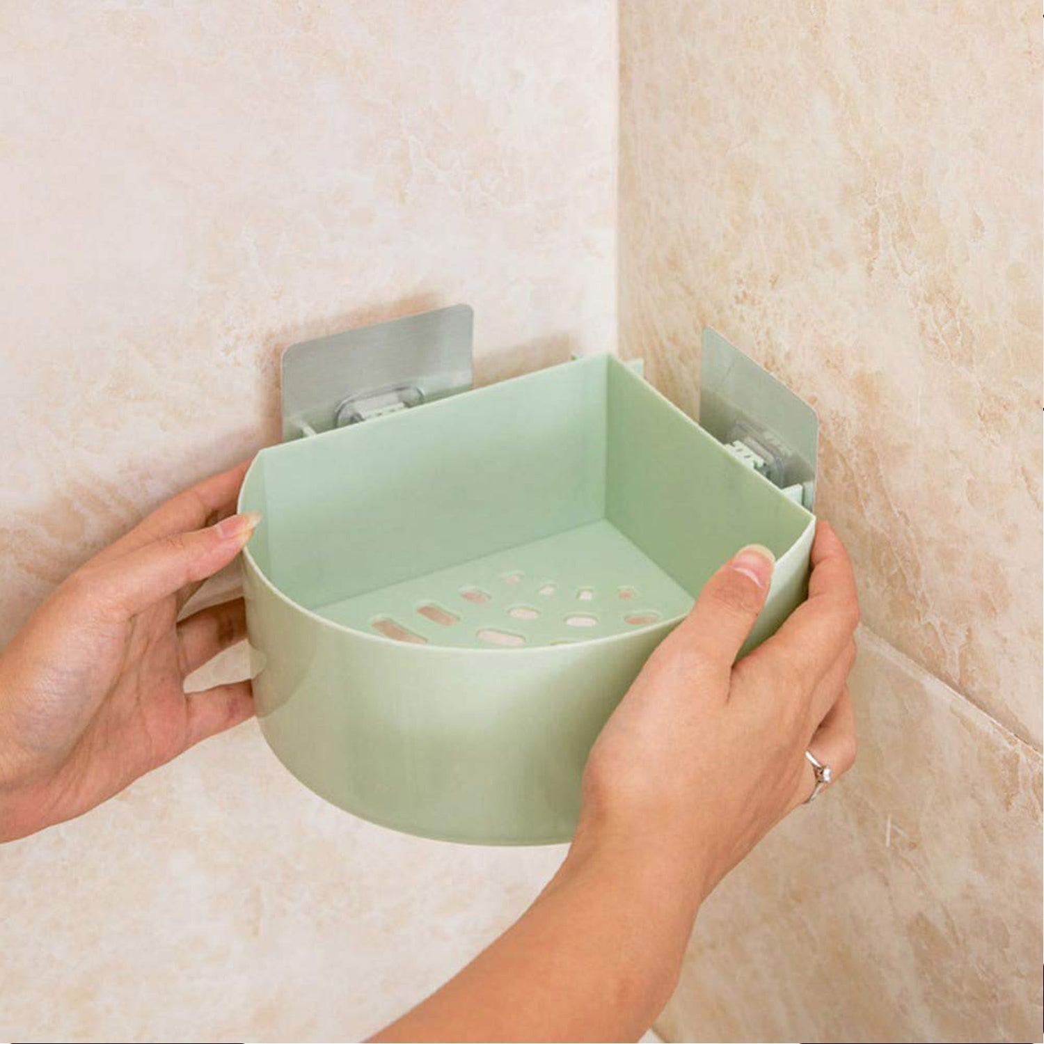 Corner Shelf Bathroom Kitchen Rack Self Adhesive Wall Mount Storage Basket