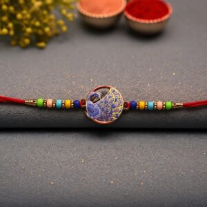 Elegant Peacock Design Rakhi with Multicolor Beads (1 Pc)