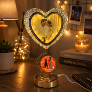 Heart Shape LED Photo Frame Lamp with Dual Display Table Light