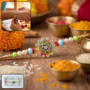Multicolor Floral Swirl Designer Rakhi
