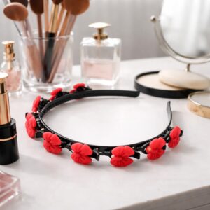 Decorative Floral Headband with Built In Mini Claw Clips Hair Band 1 Pc