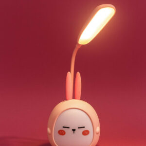Adorable Pink Bunny Shaped LED Desk Lamp with Flexible Neck