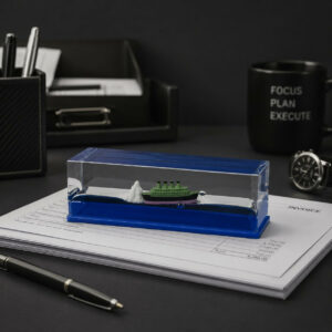 Large Ship Liquid Motion Paper Weight Desk Decor Showpiece