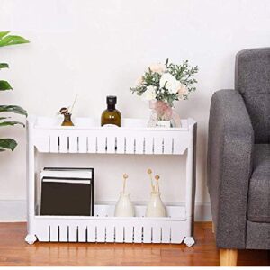 Multipurpose 2 Layer Slim Side Space Saving Storage Organizer Rack Shelf