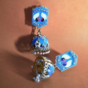 Vibrant Blue Jumka Earrings