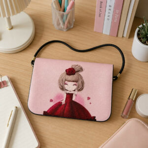 Pink Cute Cartoon Girl Print Sling Bag for Girls & Kids