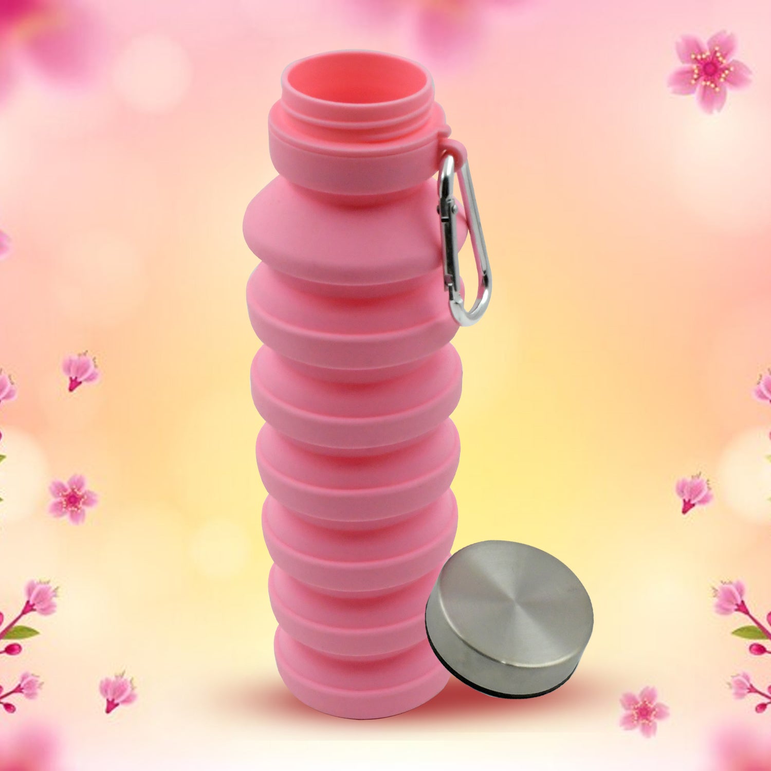 Foldable Silicone Leak Proof Sports Travel Water Bottle for Gym Hiking 1 Pc 24 cm
