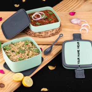 Customized GREEN DOUBLE-LAYER PORTABLE LUNCH BOX