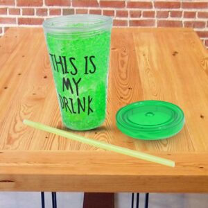 Plastic Drink Cup, Tea Coffee Tumbler with Lid and Straw (1 Pc)