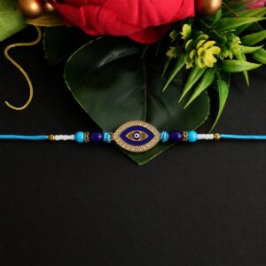 Evil Eye Rakhi with Crystal Beads Stylish Designer Rakhi 1 Pc