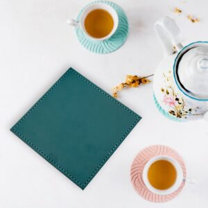 Premium Square Leather Coaster Heat Resistant Table Mat for Cups (1 Pc)