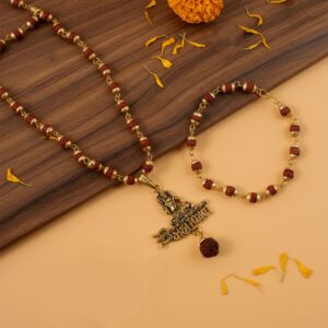 Shiv Mahakal Pendant With Rudraksha Mala & Bracelet Combo