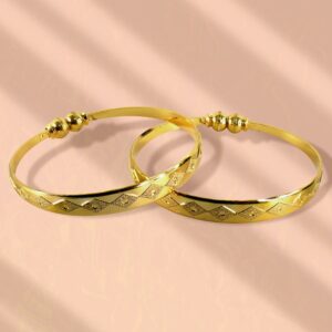 Textured Traditional-Style Bangles with Beaded Detailing