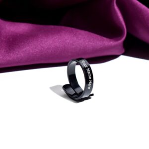 Personalized Glossy Black Adjustable Name Ring