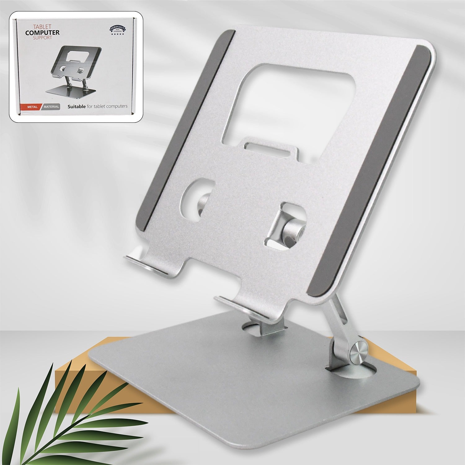 Tablet Stand Metal Alloy Adjustable Bracket, Ergonomic Foldable Metal Tablet Holder