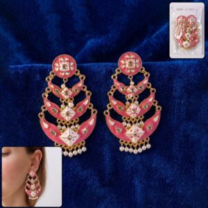 Trendy Pink Ethnic Chandbali Party Earrings (1 Pc)