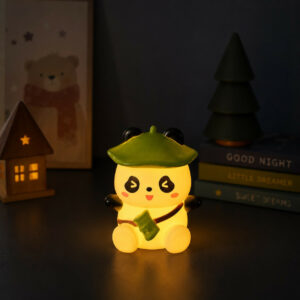 Cute Panda Silicone Night Lamp with Green Hat for Kids Room Decor