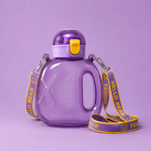 Purple 1200 ML Kids Water Bottle with Straw & Adjustable Carry Sling
