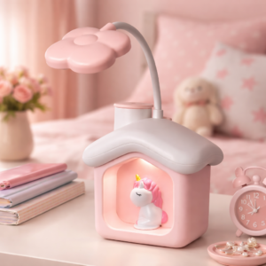 Cute LED Desk Lamp with Storage Box, Kids Study Night Light for Bedroom (PIGGY BANK LAMP)