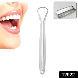 Stainless Steel Tongue Scraper Bad Breath & Oral Hygiene, Metal Case Included (1 Pc)