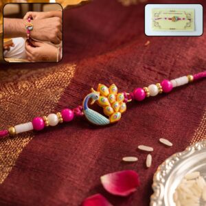Colorful Peacock Meenakari Designer Rakhi