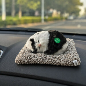 Sleeping Cat Plush Toy with Cushion Cute Dashboard Decor Showpiece